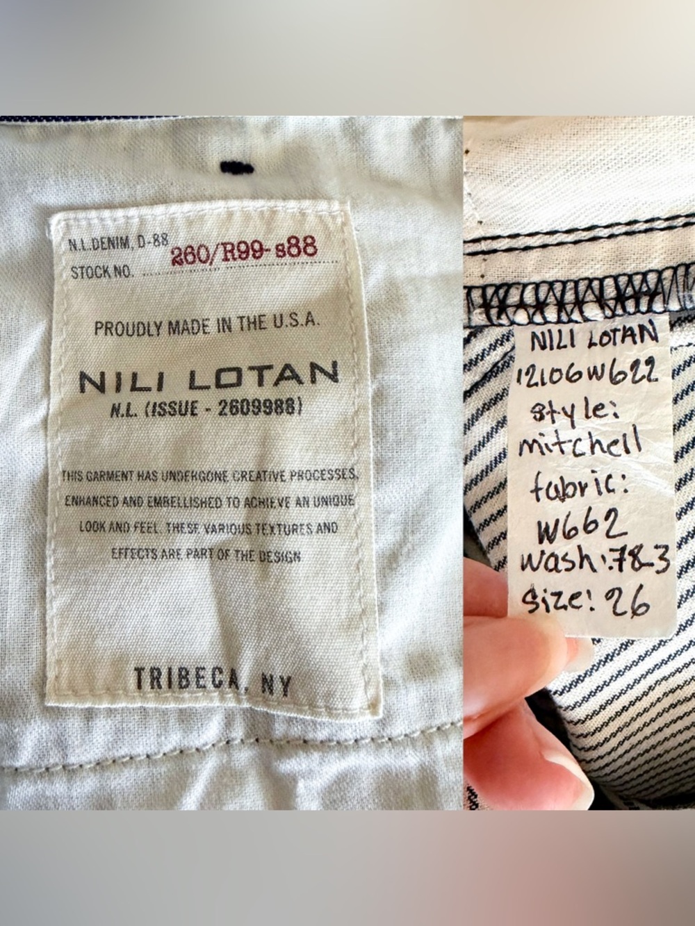 Nili Lotan Black & White Pinstripe Straight-Leg Jeans - Picture 6 of 9